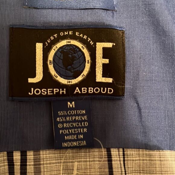JOSEPH Abboud Men's Blue and White Plaid Collared Button Down.  Size Medium - Picture 7 of 7